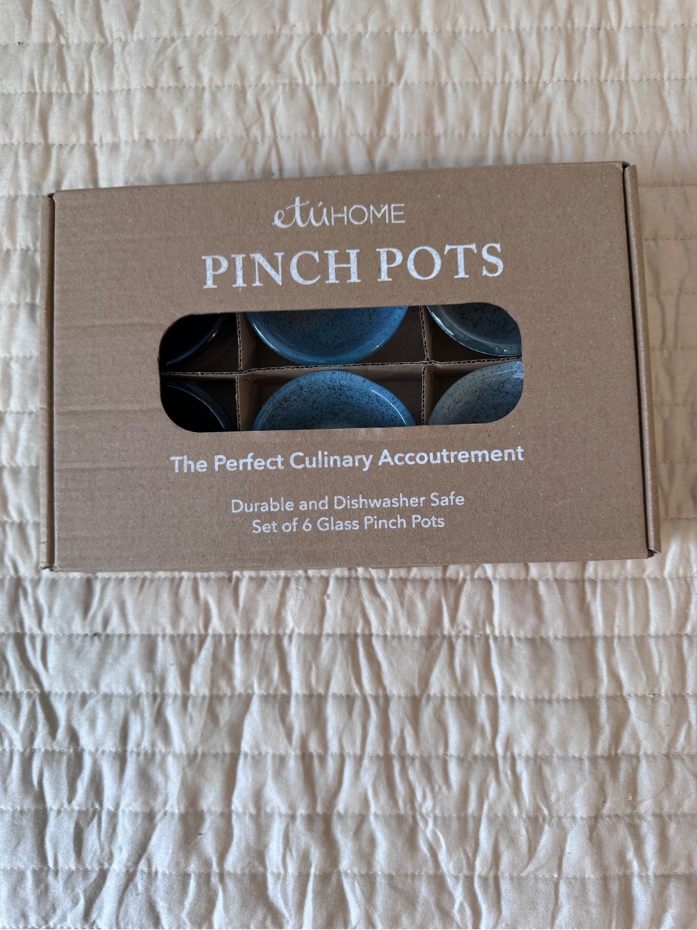 ETU Home Pinch Pots - Blue Speckled Set of 6